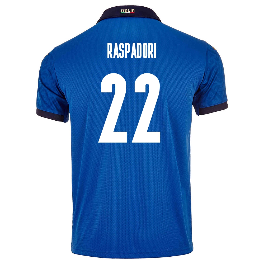 Femme Équipe d'Italie de football Maillot Giacomo Raspadori #22 Tenues Domicile Bleu 2021