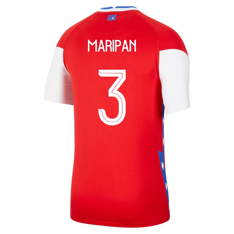 Femme Équipe du Chili de football Maillot Guillermo Maripan #3 Tenues Domicile Rouge 2021