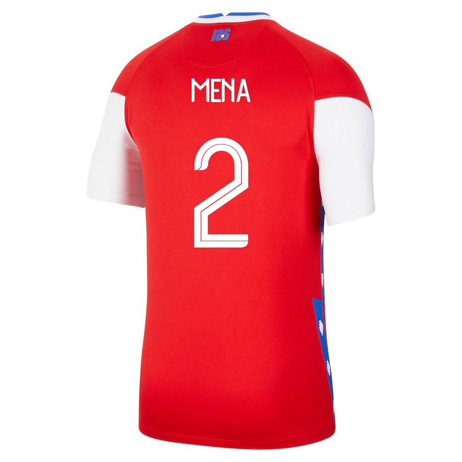 Femme Équipe Du Chili De Football Maillot Eugenio Mena #2 Tenues Domicile Rouge 2021