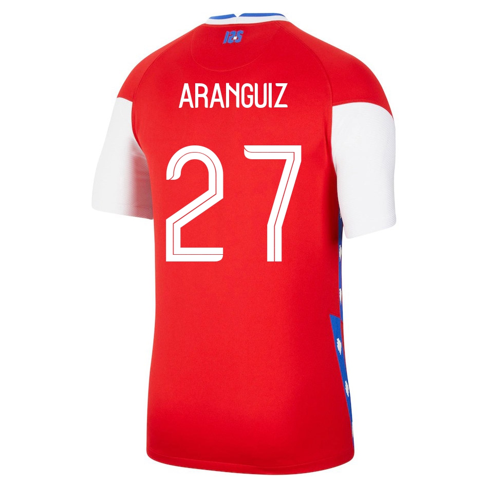 Femme Équipe du Chili de football Maillot Pablo Aranguiz #27 Tenues Domicile Rouge 2021
