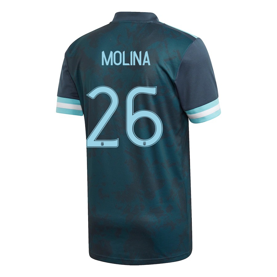 Femme Équipe d'Argentine de football Maillot Nahuel Molina #26 Tenues Extérieur Bleu Foncé 2021