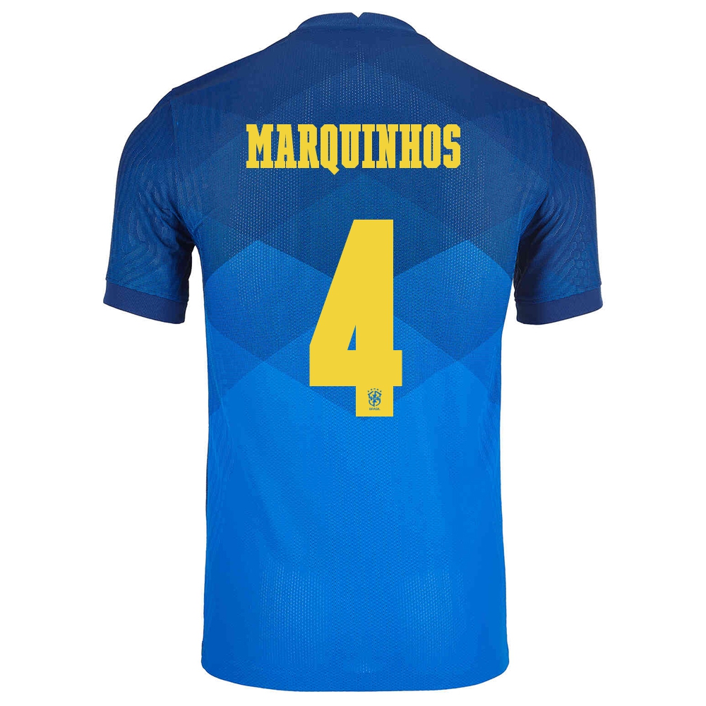 Femme Équipe du Brésil de football Maillot Marquinhos #4 Tenues Extérieur Bleu 2021