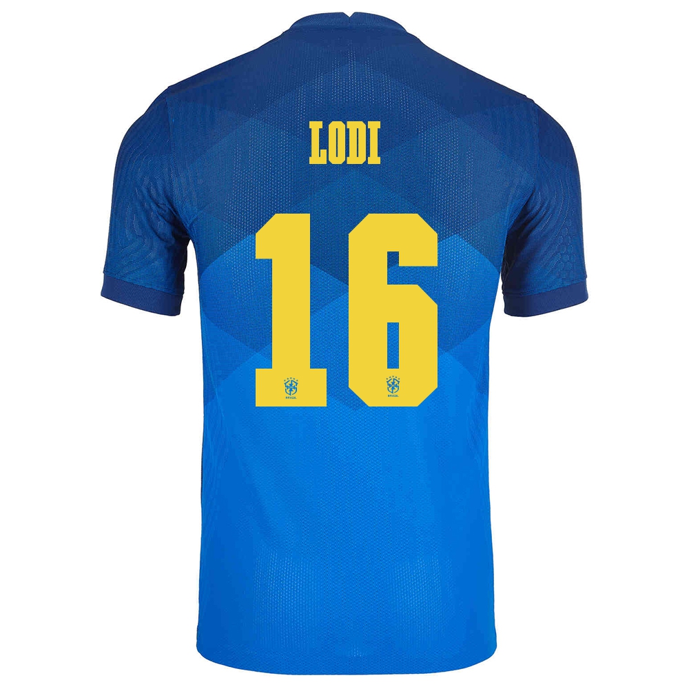 Femme Équipe du Brésil de football Maillot Renan Lodi #16 Tenues Extérieur Bleu 2021