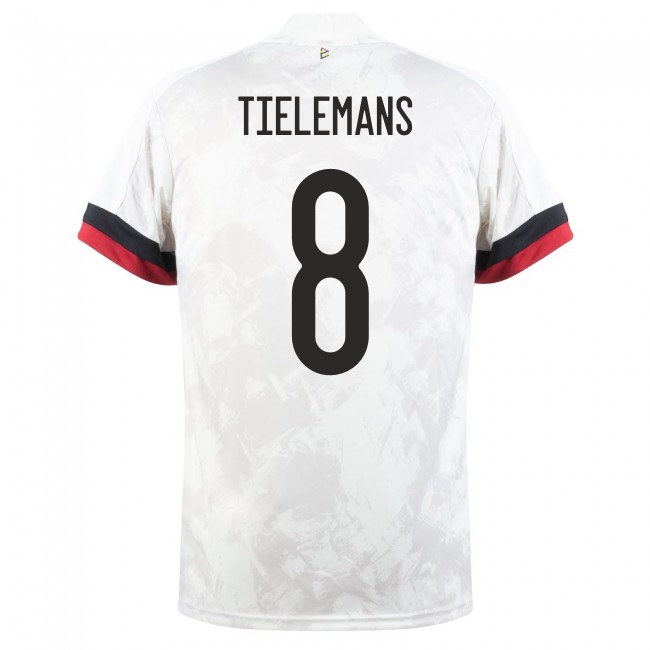 Femme Équipe de Belgique de football Maillot Youri Tielemans #8 Tenues Extérieur Blanc Noir 2021