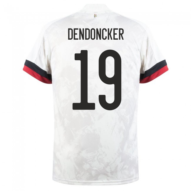 Femme Équipe de Belgique de football Maillot Leander Dendoncker #19 Tenues Extérieur Blanc Noir 2021