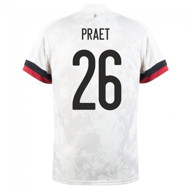 Femme Équipe de Belgique de football Maillot Dennis Praet #26 Tenues Extérieur Blanc Noir 2021