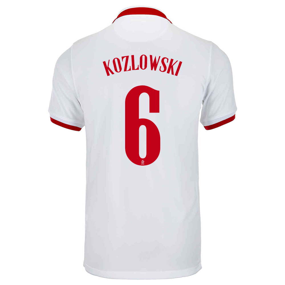 Femme Équipe de Pologne de football Maillot Kacper Kozlowski #6 Tenues Extérieur Blanc 2021