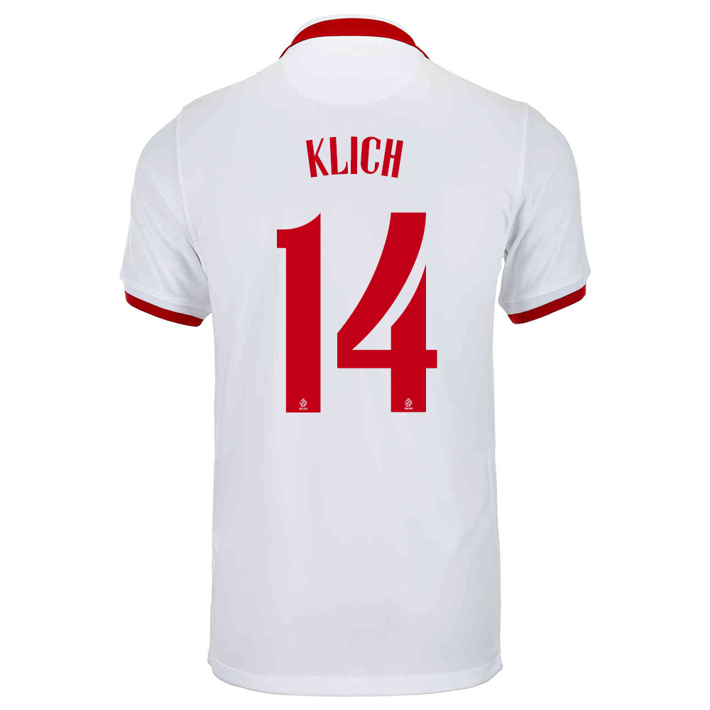 Femme Équipe de Pologne de football Maillot Mateusz Klich #14 Tenues Extérieur Blanc 2021
