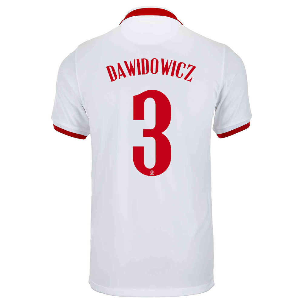 Femme Équipe de Pologne de football Maillot Pawel Dawidowicz #3 Tenues Extérieur Blanc 2021