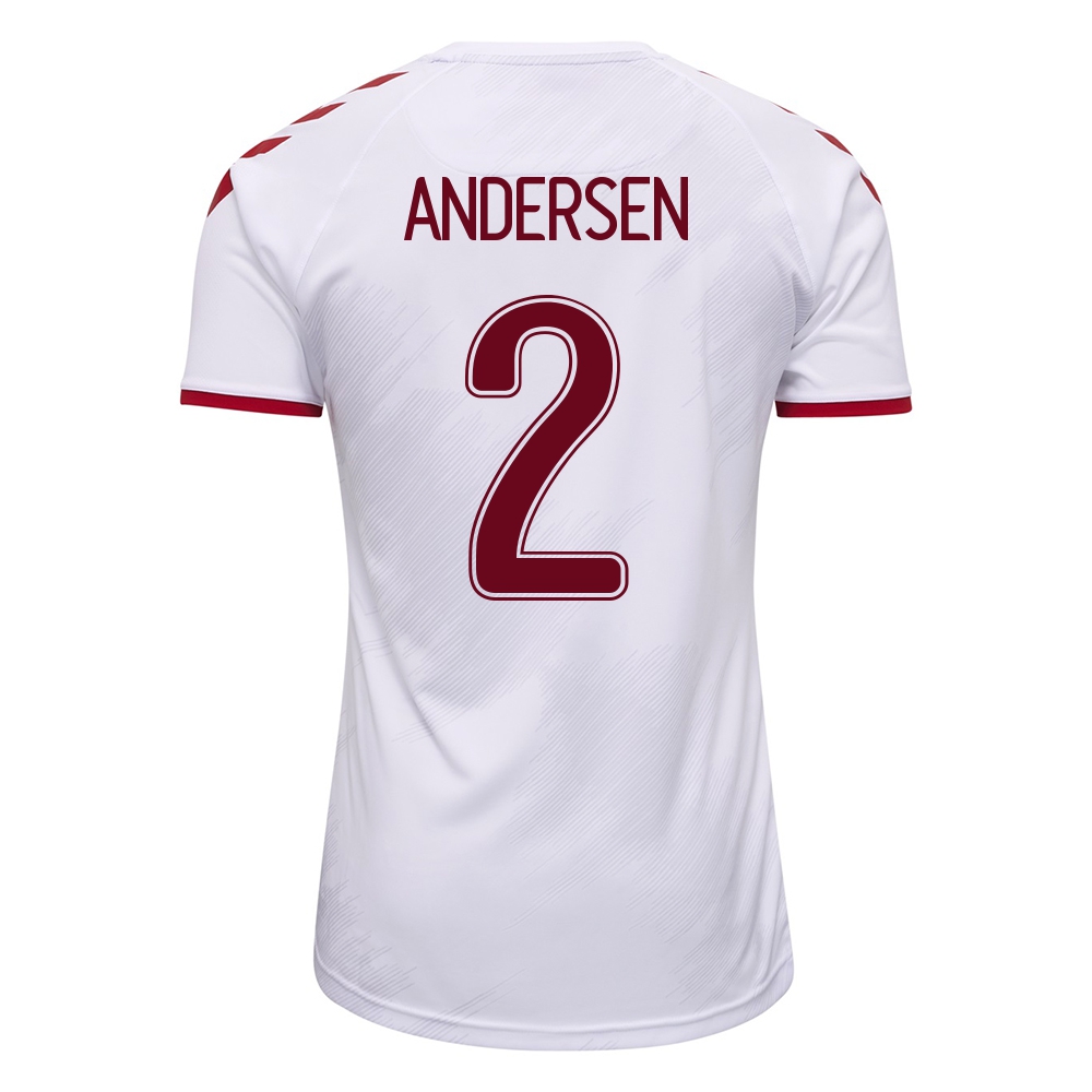 Femme Équipe du Danemark de football Maillot Joachim Andersen #2 Tenues Extérieur Blanc 2021