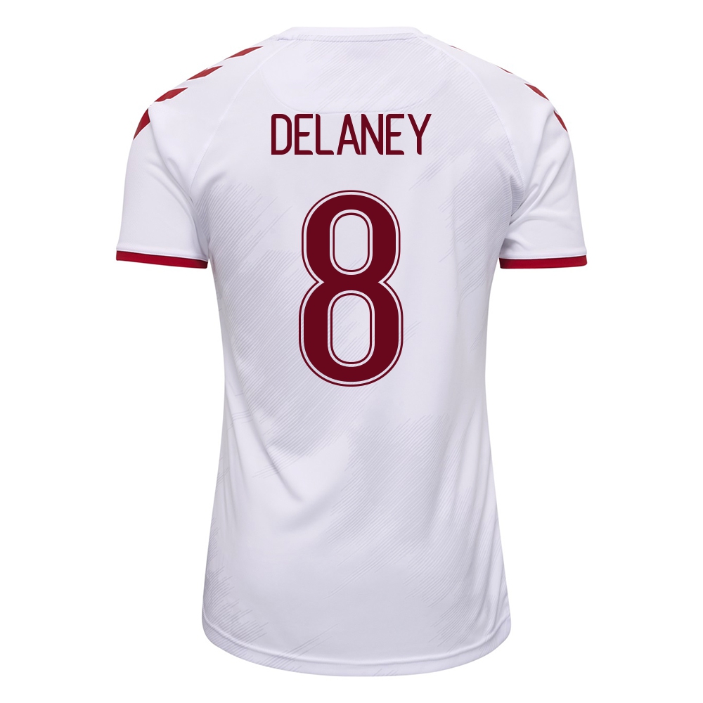 Femme Équipe du Danemark de football Maillot Thomas Delaney #8 Tenues Extérieur Blanc 2021
