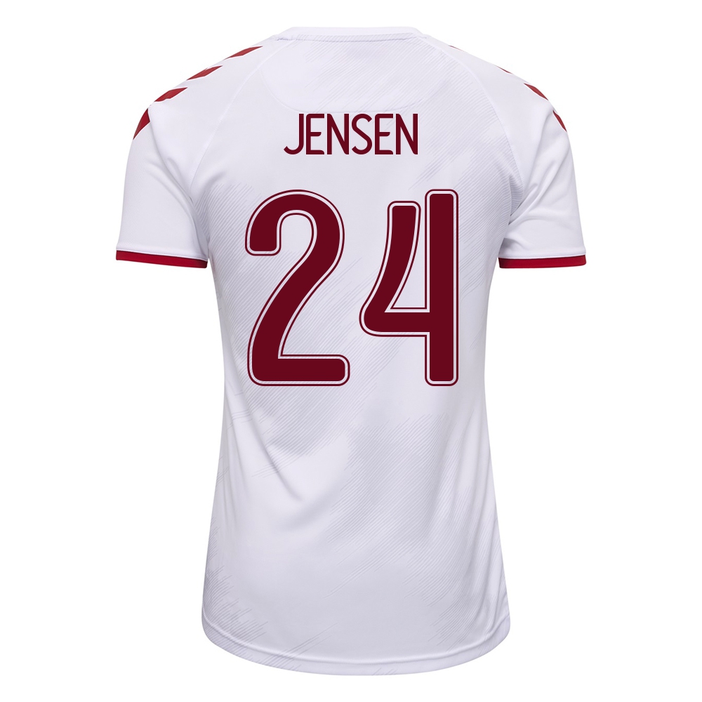 Femme Équipe du Danemark de football Maillot Mathias Jensen #24 Tenues Extérieur Blanc 2021