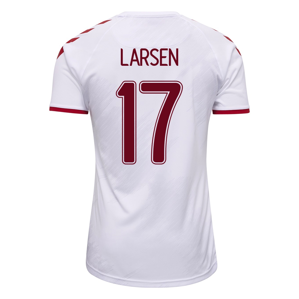 Femme Équipe du Danemark de football Maillot Jens Stryger Larsen #17 Tenues Extérieur Blanc 2021