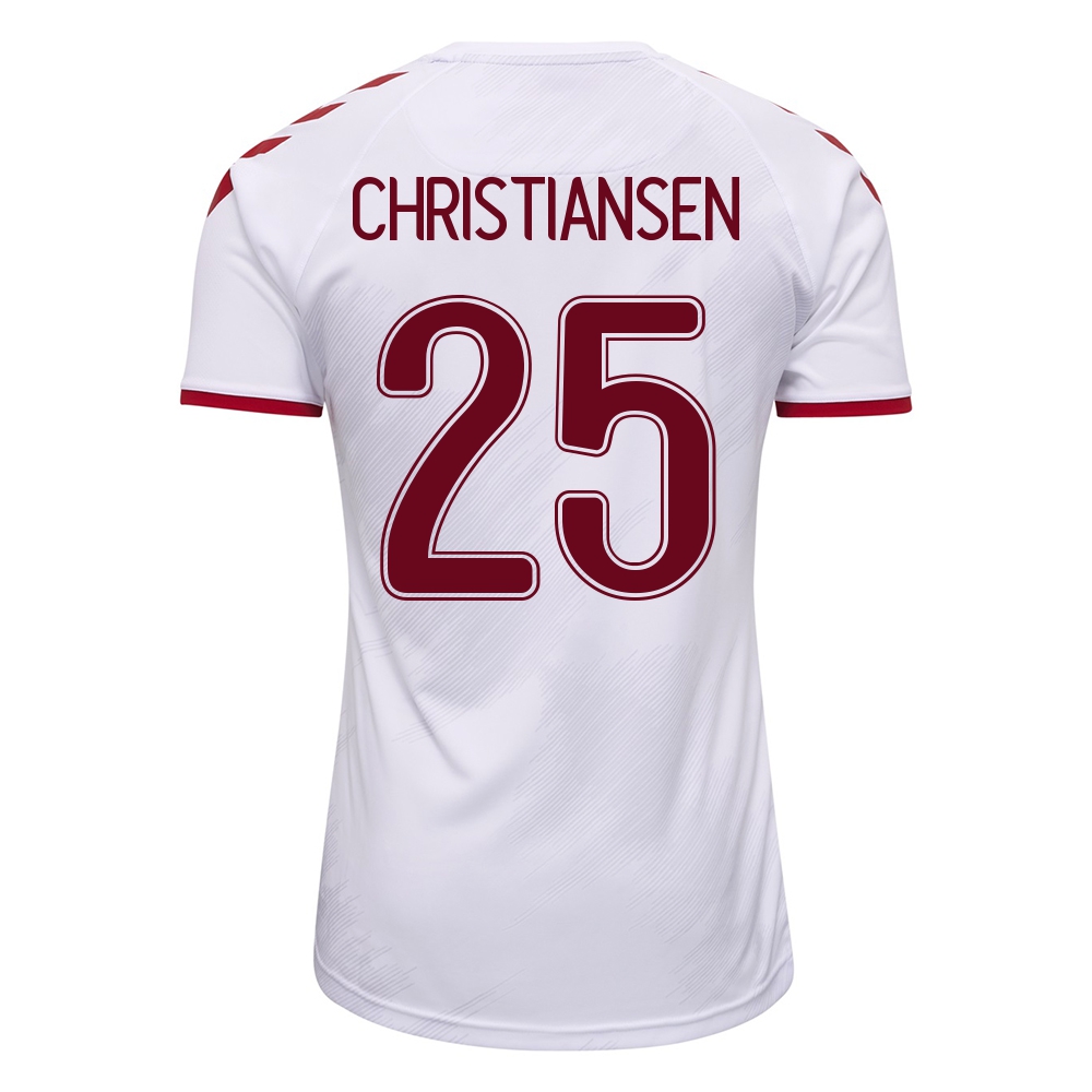 Femme Équipe du Danemark de football Maillot Anders Christiansen #25 Tenues Extérieur Blanc 2021