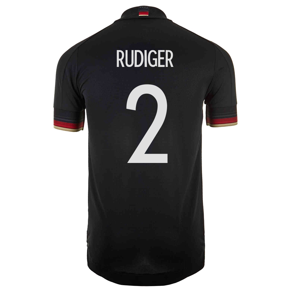 Femme Équipe d'Allemagne de football Maillot Antonio Rudiger #2 Tenues Extérieur Noir 2021