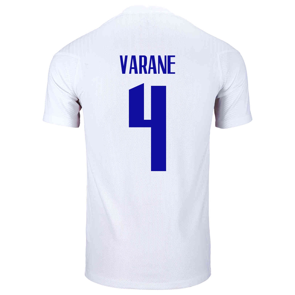 Femme Équipe de France de football Maillot Raphaël Varane #4 Tenues Extérieur Blanc 2021