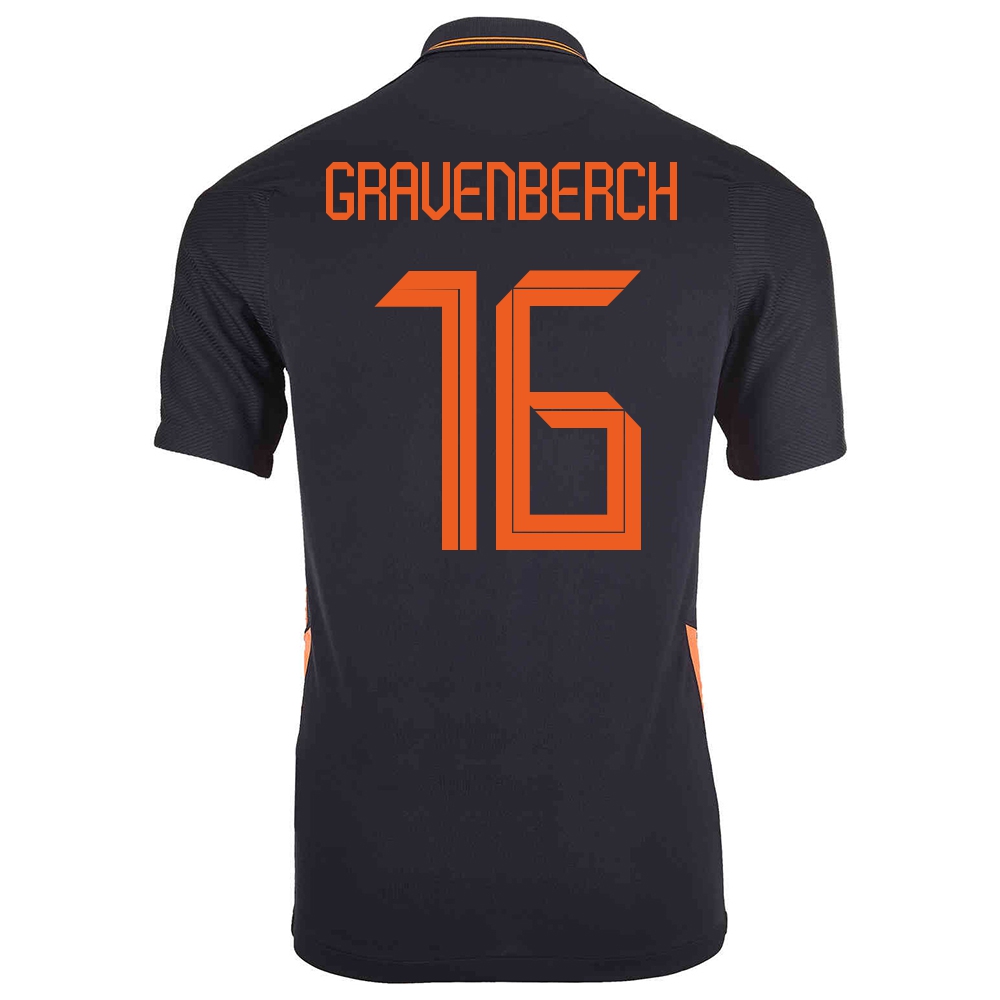 Femme Équipe des Pays-Bas de football Maillot Ryan Gravenberch #16 Tenues Extérieur Noir 2021