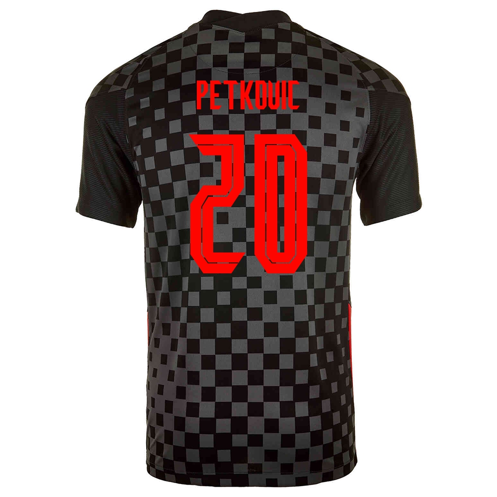 Femme Équipe de Croatie de football Maillot Bruno Petkovic #20 Tenues Extérieur Noir Gris 2021