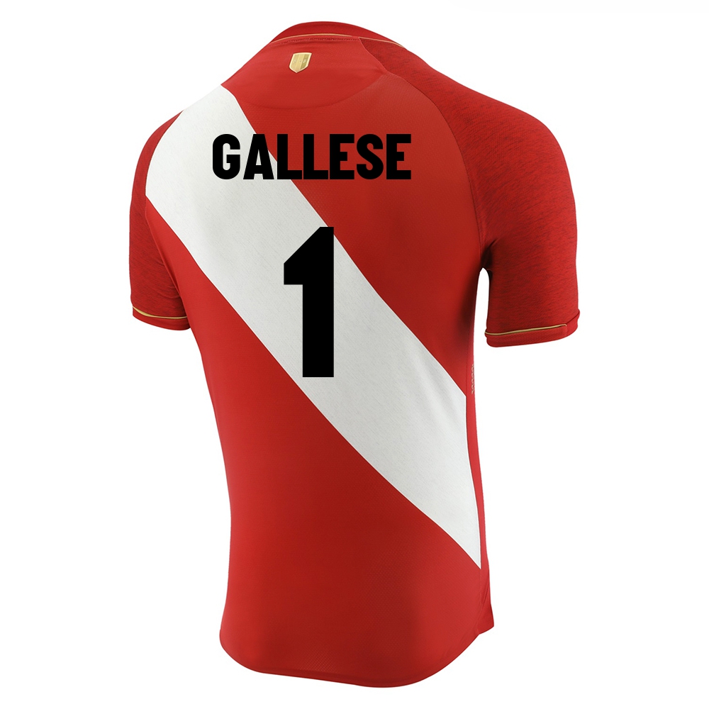 Femme Équipe du Pérou de football Maillot Pedro Gallese #1 Tenues Extérieur Rouge Blanc 2021