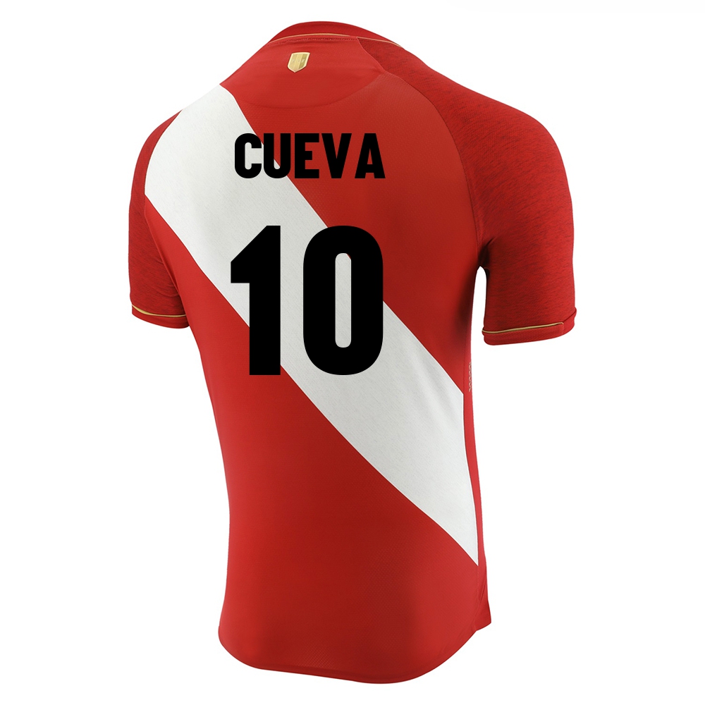 Femme Équipe du Pérou de football Maillot Christian Cueva #10 Tenues Extérieur Rouge Blanc 2021