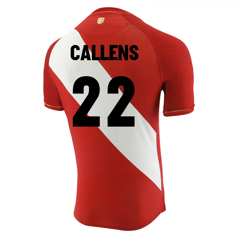 Femme Équipe du Pérou de football Maillot Alexander Callens #22 Tenues Extérieur Rouge Blanc 2021