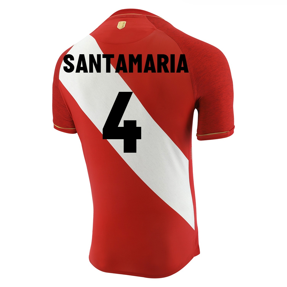 Femme Équipe du Pérou de football Maillot Anderson Santamaria #4 Tenues Extérieur Rouge Blanc 2021