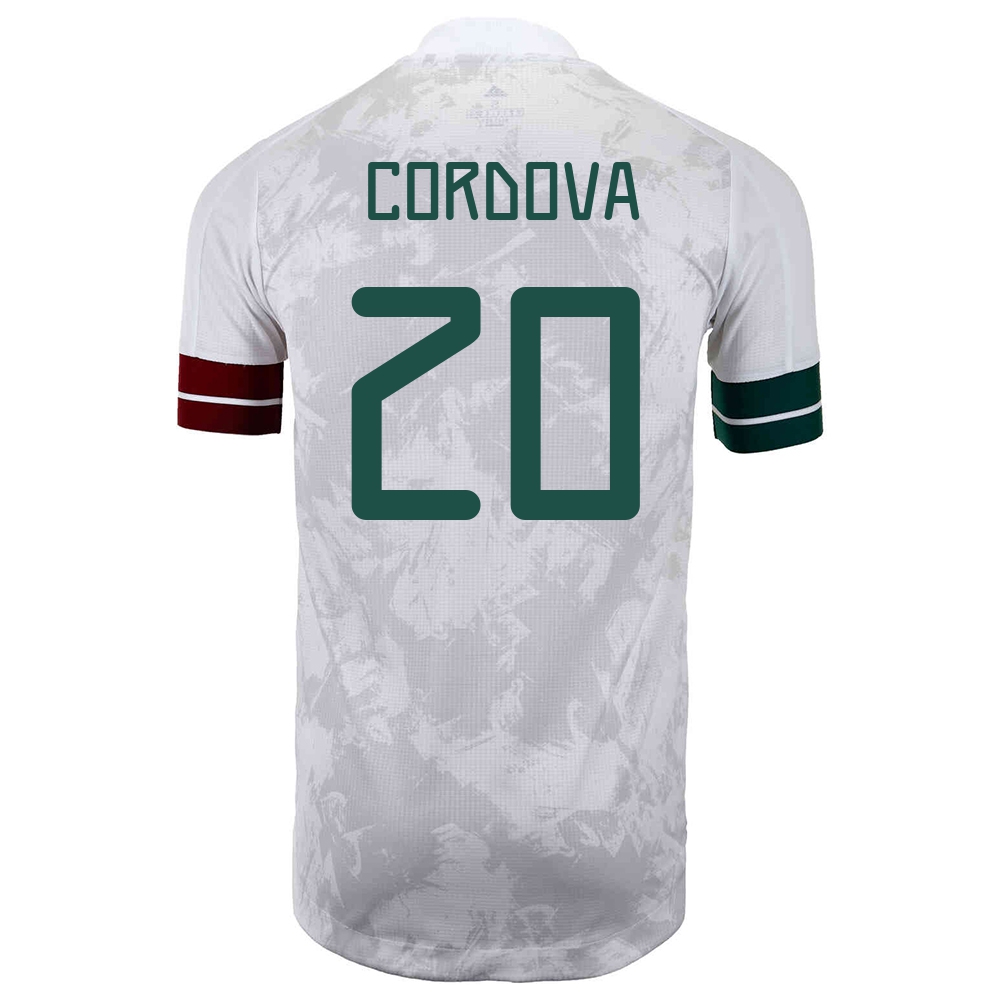 Femme Équipe du Mexique de football Maillot Sebastian Cordova #20 Tenues Extérieur Blanc Noir 2021