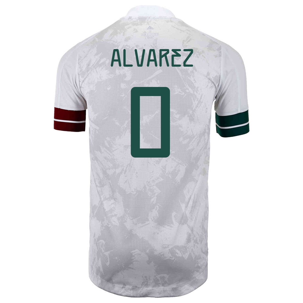 Femme Équipe du Mexique de football Maillot Kevin Alvarez #0 Tenues Extérieur Blanc Noir 2021