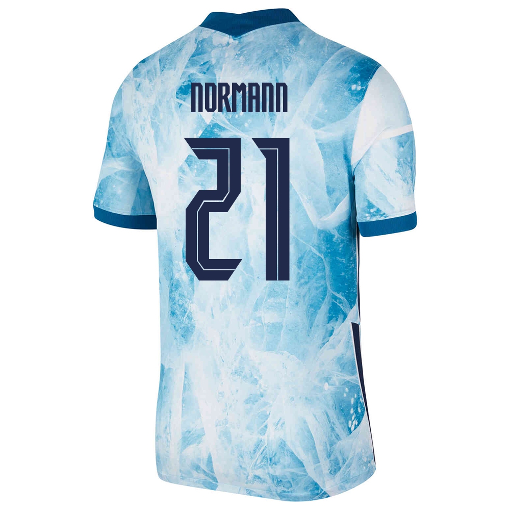 Femme Équipe de Norvège de football Maillot Mathias Normann #21 Tenues Extérieur Bleu Clair 2021