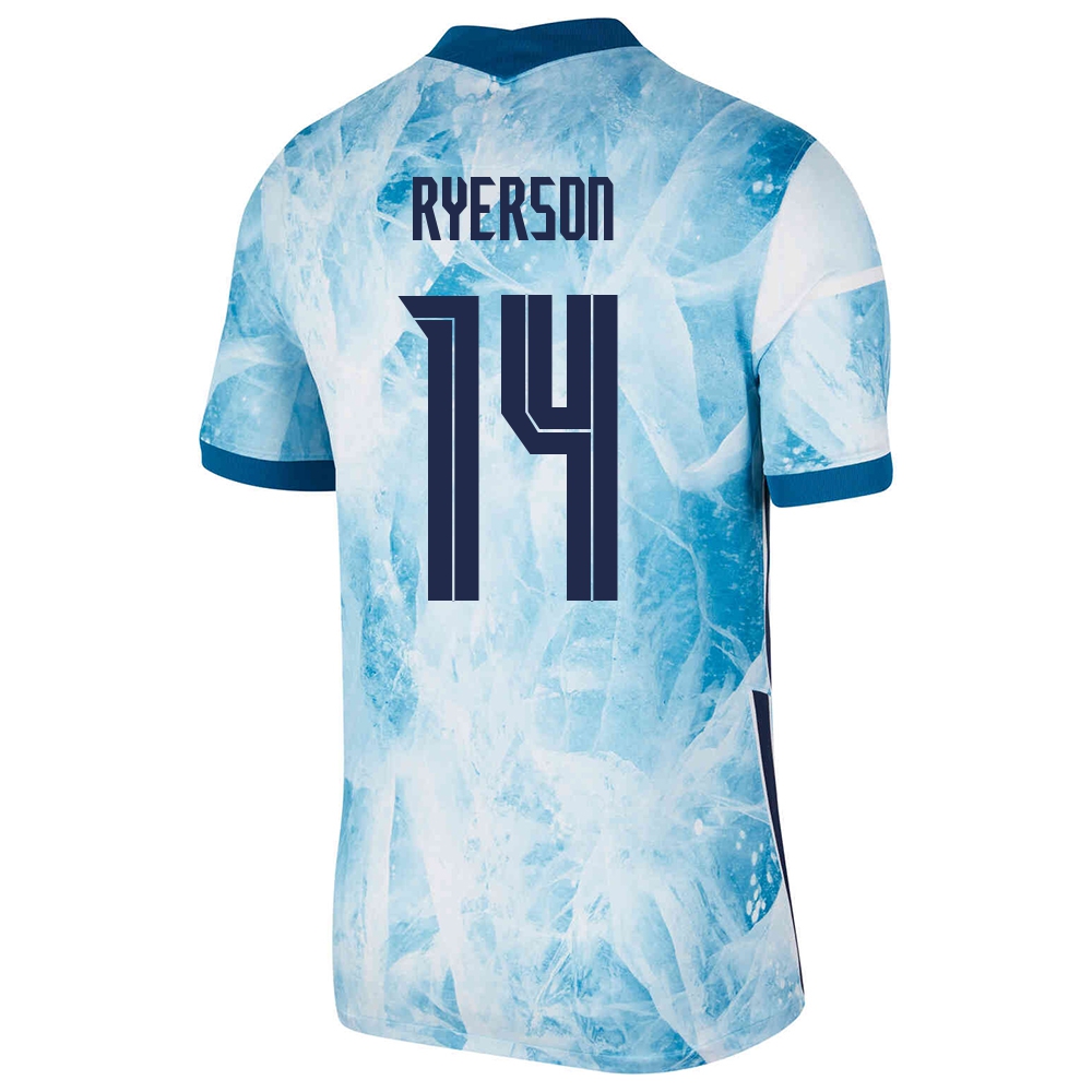 Femme Équipe de Norvège de football Maillot Julian Ryerson #14 Tenues Extérieur Bleu Clair 2021