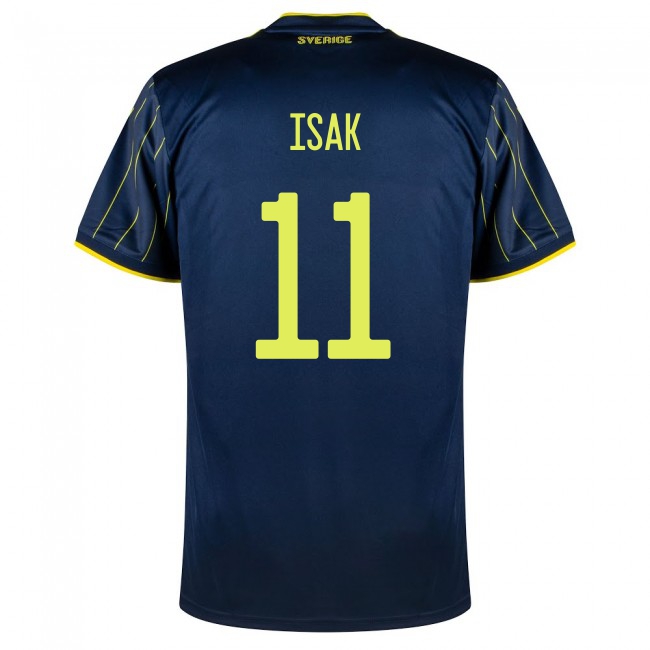 Femme Équipe de Suède de football Maillot Alexander Isak #11 Tenues Extérieur Bleu Foncé 2021
