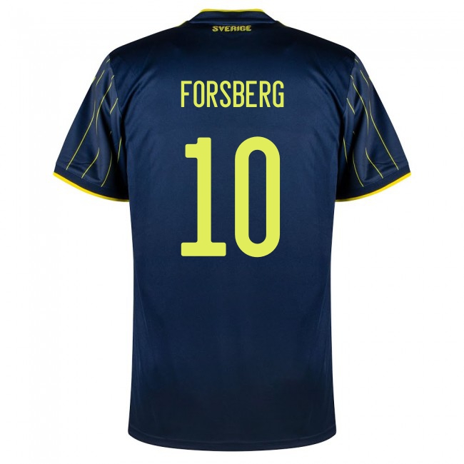 Femme Équipe de Suède de football Maillot Emil Forsberg #10 Tenues Extérieur Bleu Foncé 2021