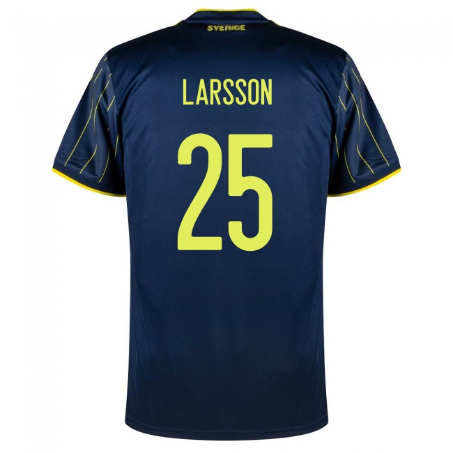Femme Équipe de Suède de football Maillot Jordan Larsson #25 Tenues Extérieur Bleu Foncé 2021