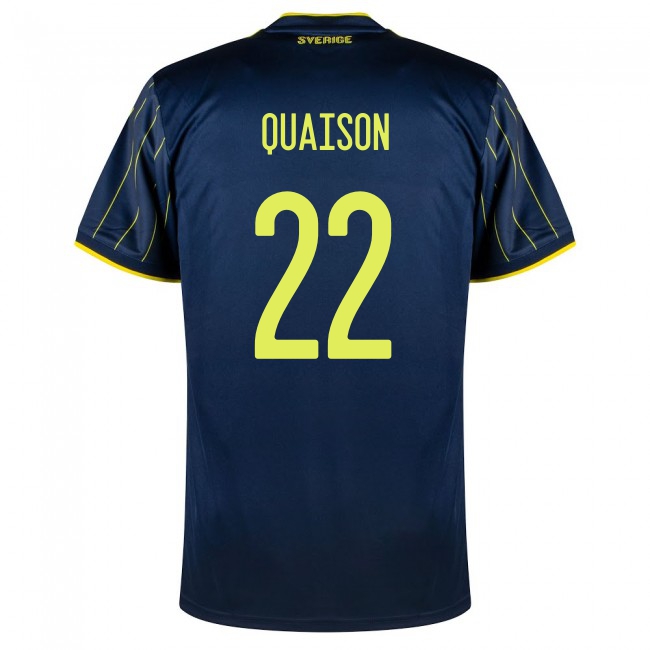 Femme Équipe de Suède de football Maillot Robin Quaison #22 Tenues Extérieur Bleu Foncé 2021