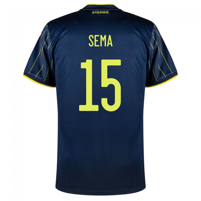 Femme Équipe de Suède de football Maillot Ken Sema #15 Tenues Extérieur Bleu Foncé 2021