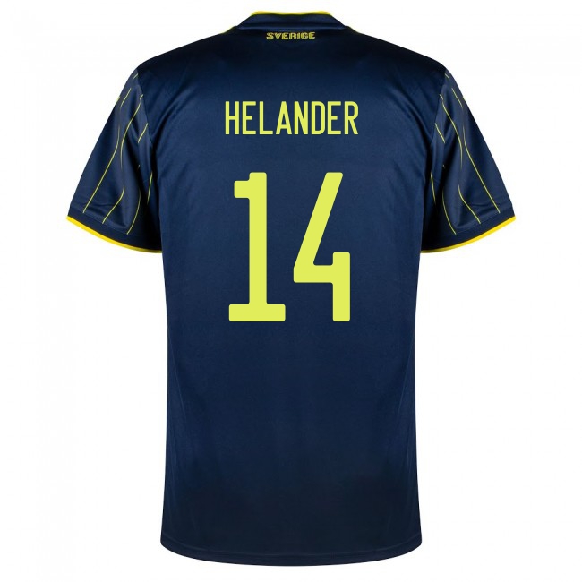 Femme Équipe de Suède de football Maillot Filip Helander #14 Tenues Extérieur Bleu Foncé 2021