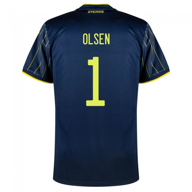 Femme Équipe de Suède de football Maillot Robin Olsen #1 Tenues Extérieur Bleu Foncé 2021