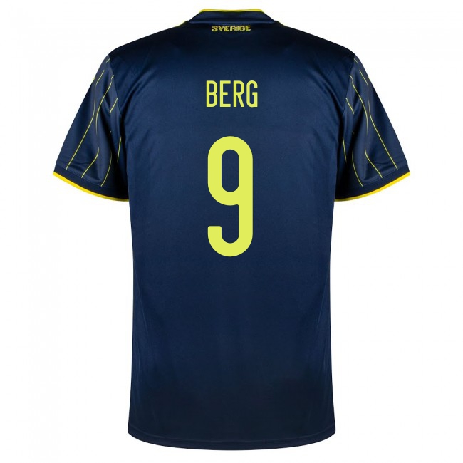 Femme Équipe de Suède de football Maillot Marcus Berg #9 Tenues Extérieur Bleu Foncé 2021