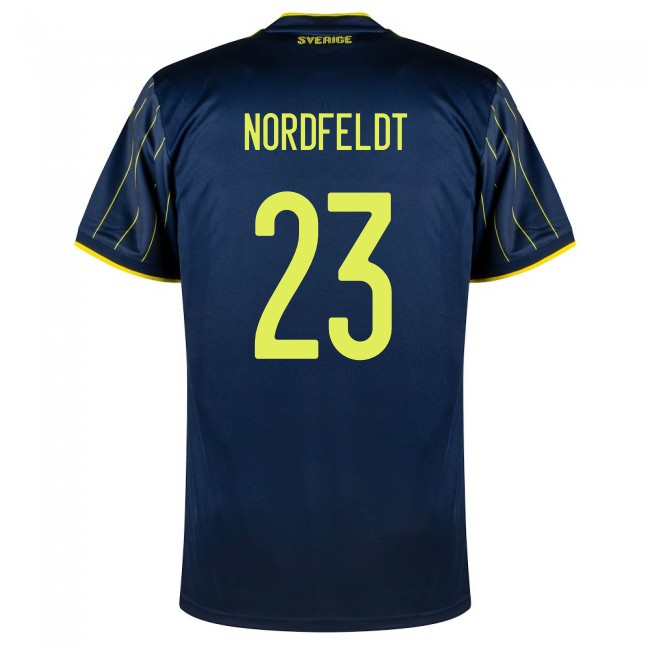 Femme Équipe de Suède de football Maillot Kristoffer Nordfeldt #23 Tenues Extérieur Bleu Foncé 2021