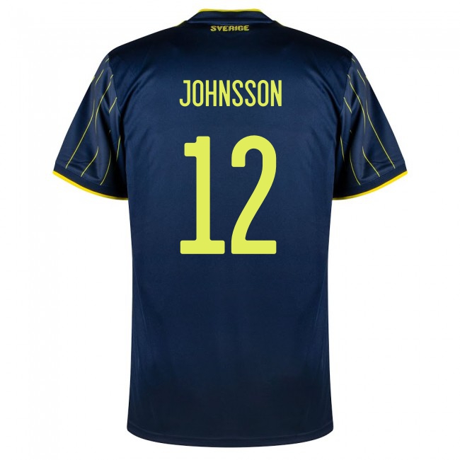 Femme Équipe de Suède de football Maillot Karl-Johan Johnsson #12 Tenues Extérieur Bleu Foncé 2021