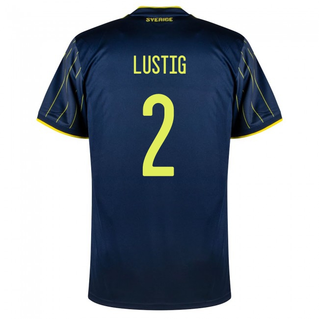 Femme Équipe de Suède de football Maillot Mikael Lustig #2 Tenues Extérieur Bleu Foncé 2021