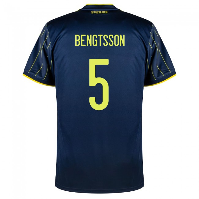 Femme Équipe de Suède de football Maillot Pierre Bengtsson #5 Tenues Extérieur Bleu Foncé 2021