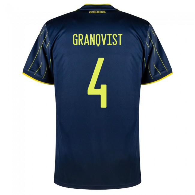 Femme Équipe de Suède de football Maillot Andreas Granqvist #4 Tenues Extérieur Bleu Foncé 2021