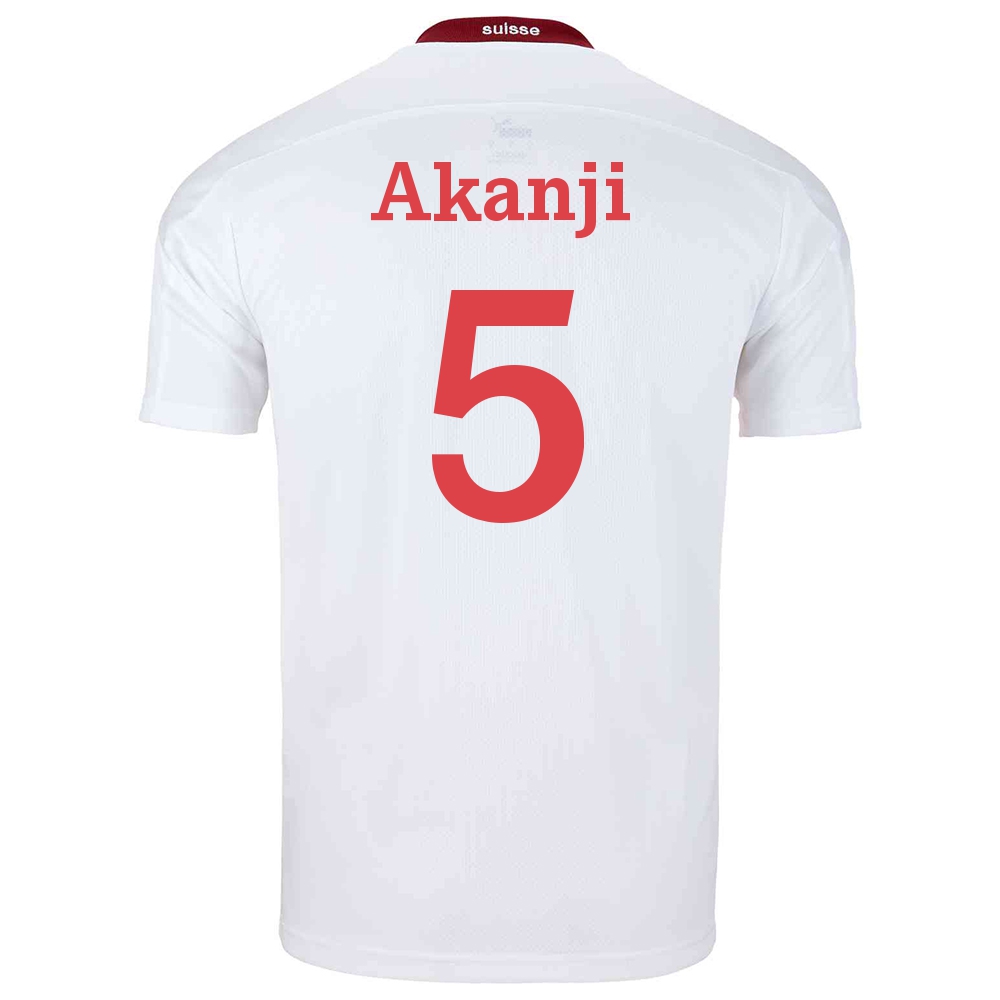 Femme Équipe de Suisse de football Maillot Manuel Akanji #5 Tenues Extérieur Blanc 2021
