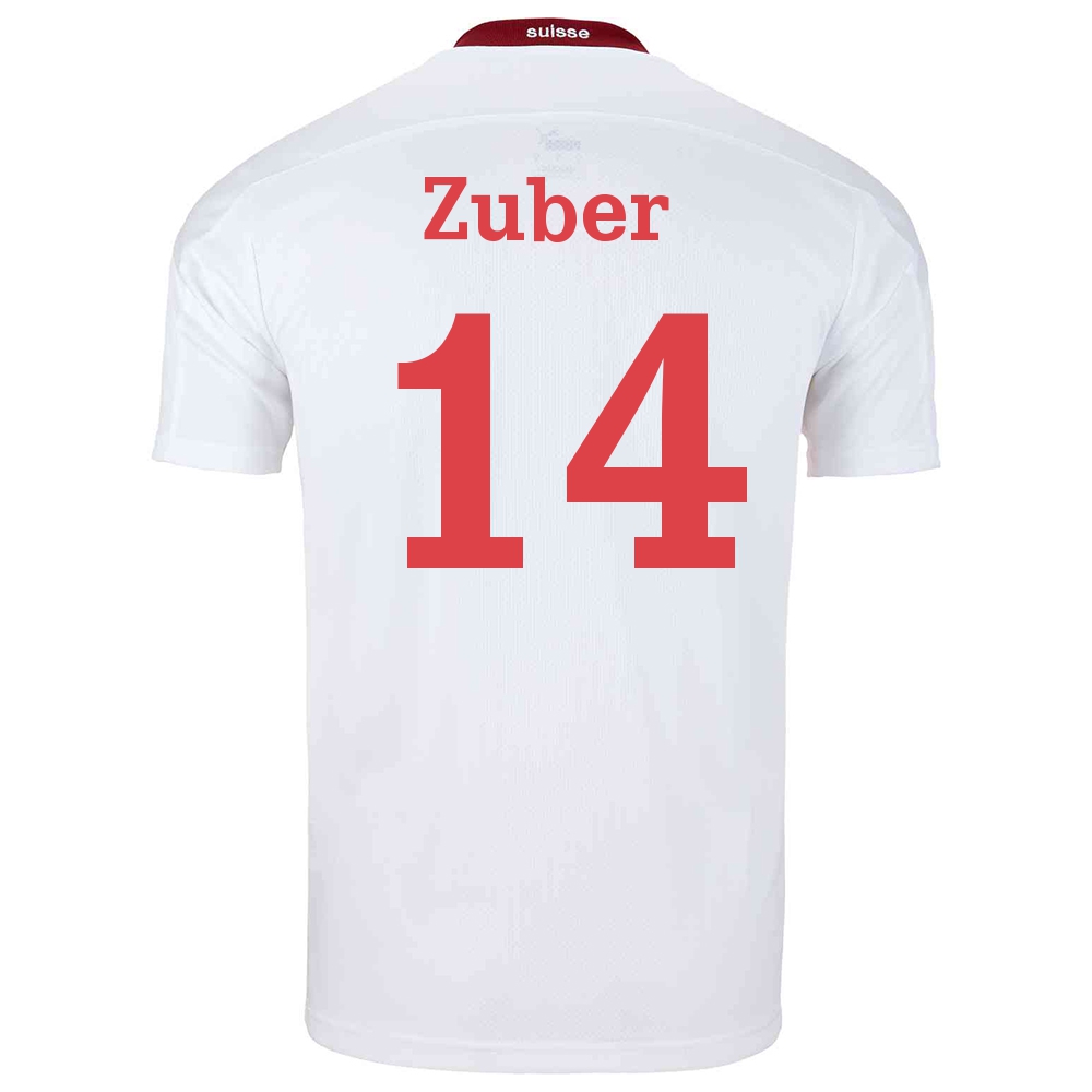 Femme Équipe de Suisse de football Maillot Steven Zuber #14 Tenues Extérieur Blanc 2021