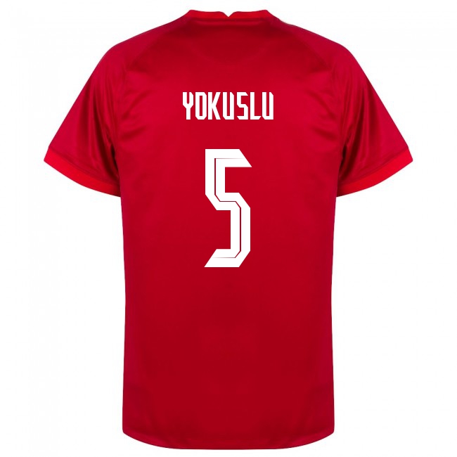 Femme Équipe Turquie de football Maillot Okay Yokuslu #5 Tenues Extérieur Rouge 2021