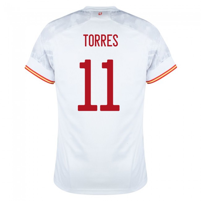 Femme Équipe d'Espagne de football Maillot Ferran Torres #11 Tenues Extérieur Blanc 2021