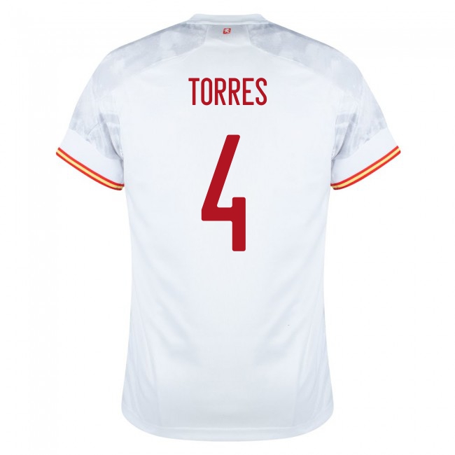 Femme Équipe d'Espagne de football Maillot Pau Torres #4 Tenues Extérieur Blanc 2021