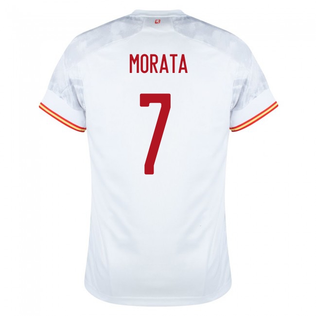 Femme Équipe d'Espagne de football Maillot Alvaro Morata #7 Tenues Extérieur Blanc 2021