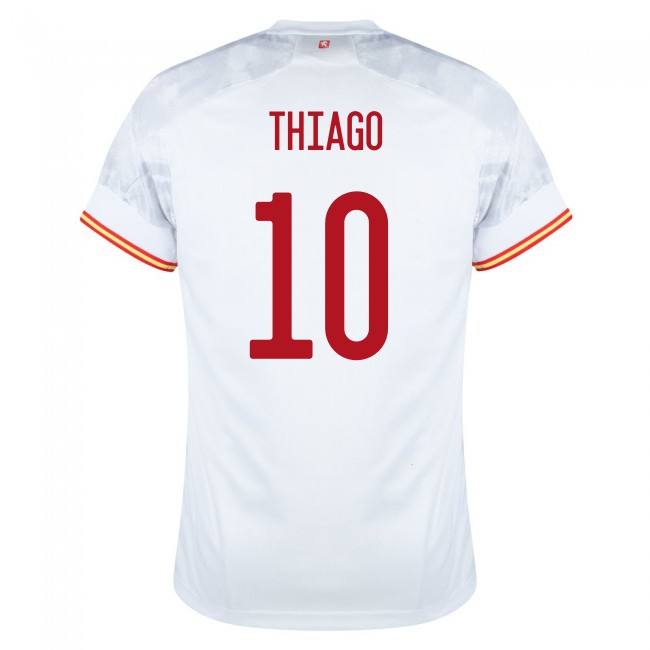 Femme Équipe d'Espagne de football Maillot Thiago #10 Tenues Extérieur Blanc 2021